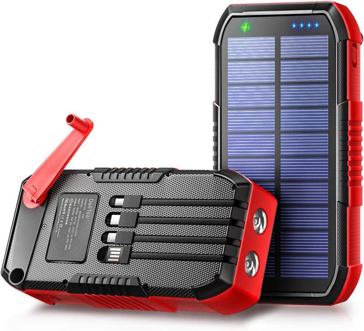 Portable power bank with solar charging and integrated LED light Stornfield