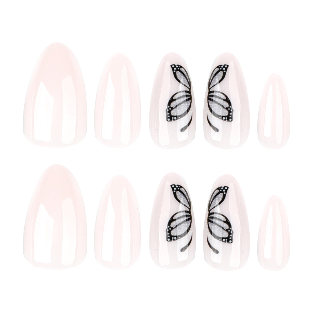 Artful nail extensions with delicate butterfly design Stornfield