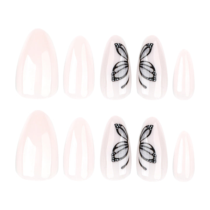Artful nail extensions with delicate butterfly design Stornfield