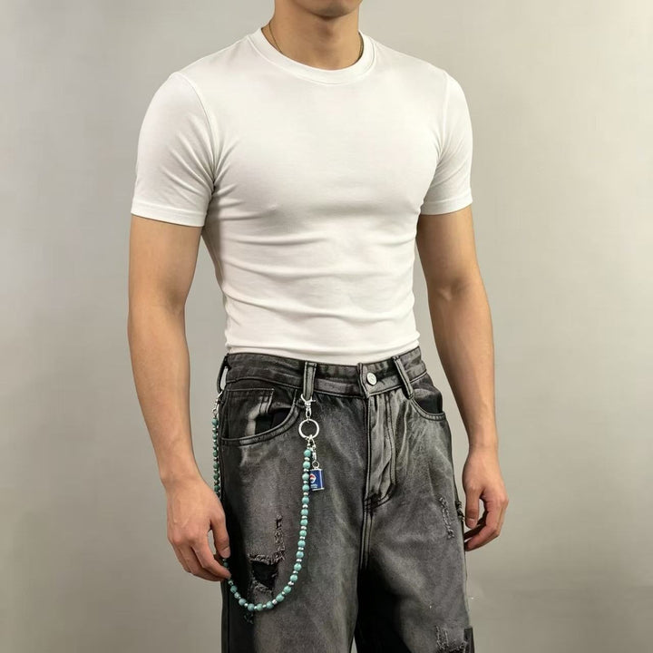 Cropped T-Shirt with Trendy Chain Pendant Stornfield
