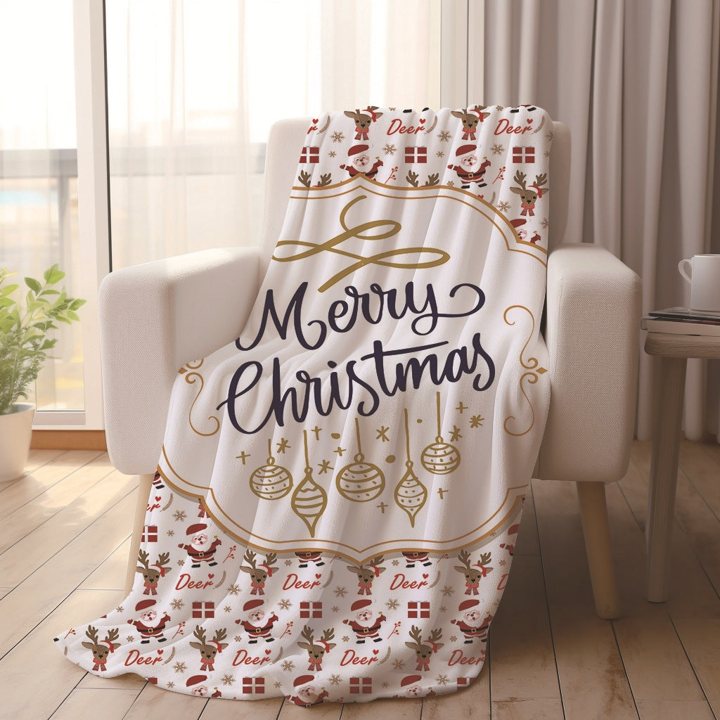 Festive Holiday-Themed Fleece Throw Blanket