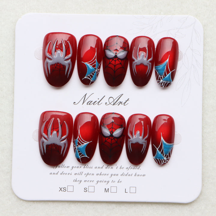 Thematic Spider-Man Inspired Press-On Nail Art Set Stornfield