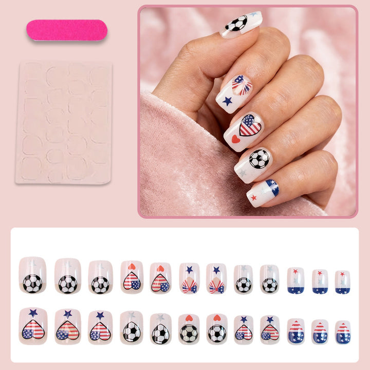 Artificial nail set with creative football and heart designs Stornfield