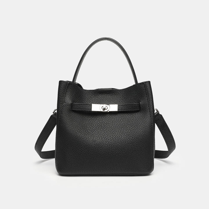 Textured Leather Handheld Tote Bag