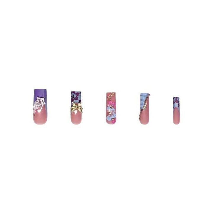 Artistic Decorative Floral Press-On Nail Extensions Stornfield
