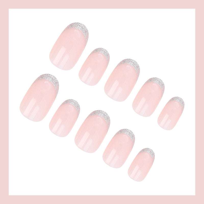Acrylic nail set with elegant French tip and glitter accents Stornfield