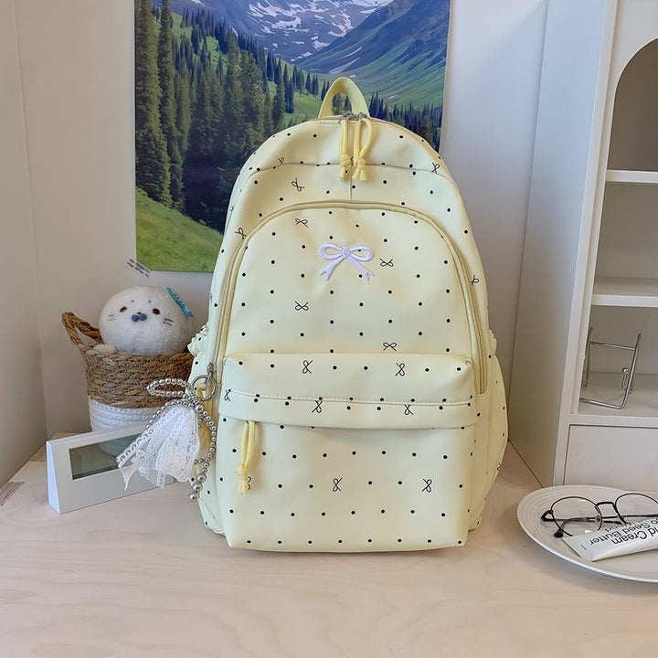 Polka Dot Design Backpack with Multi-Pocket Features Stornfield