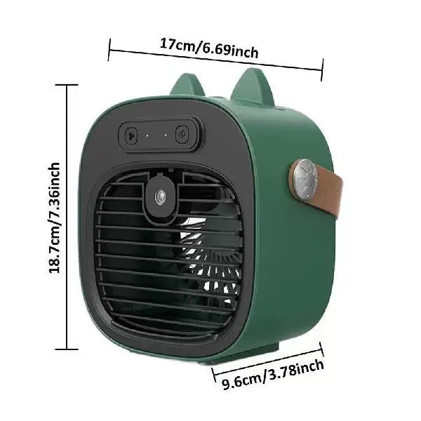Unisex one size compact USB rechargeable personal mist cooler with adjustable grid air humidifier and leather carrying strap Stornfield