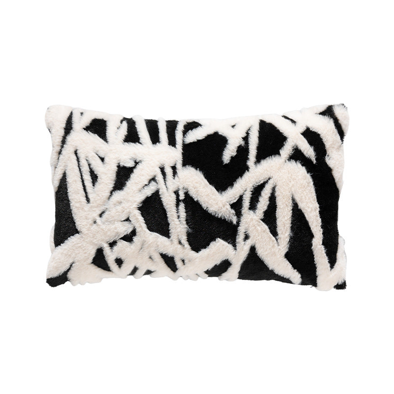 Square decorative cushion made of soft faux fur with inner cushion