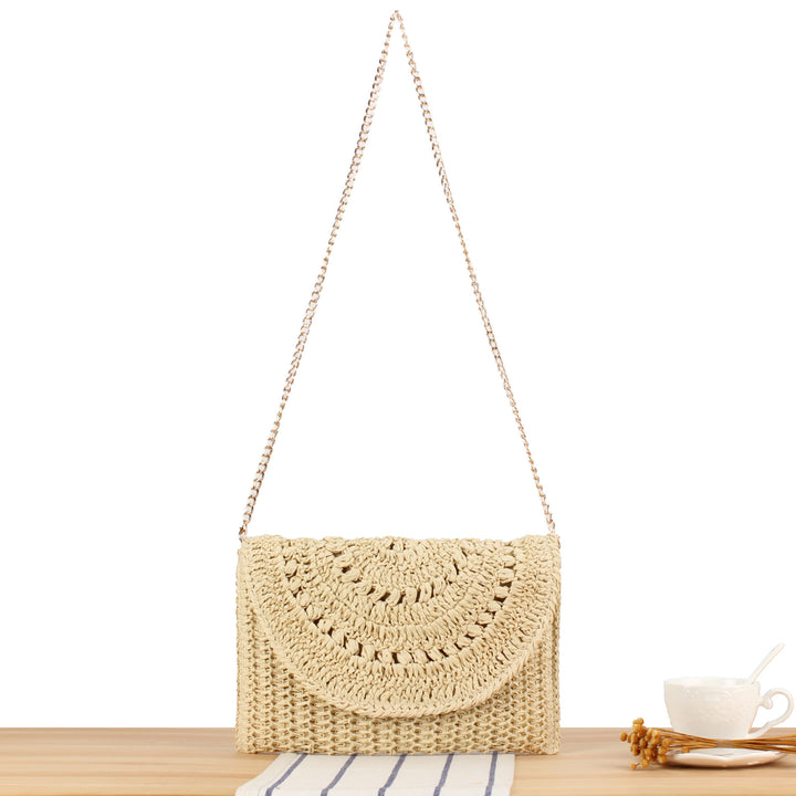Woven Bast Handbag with Elegant Chain Decoration Stornfield