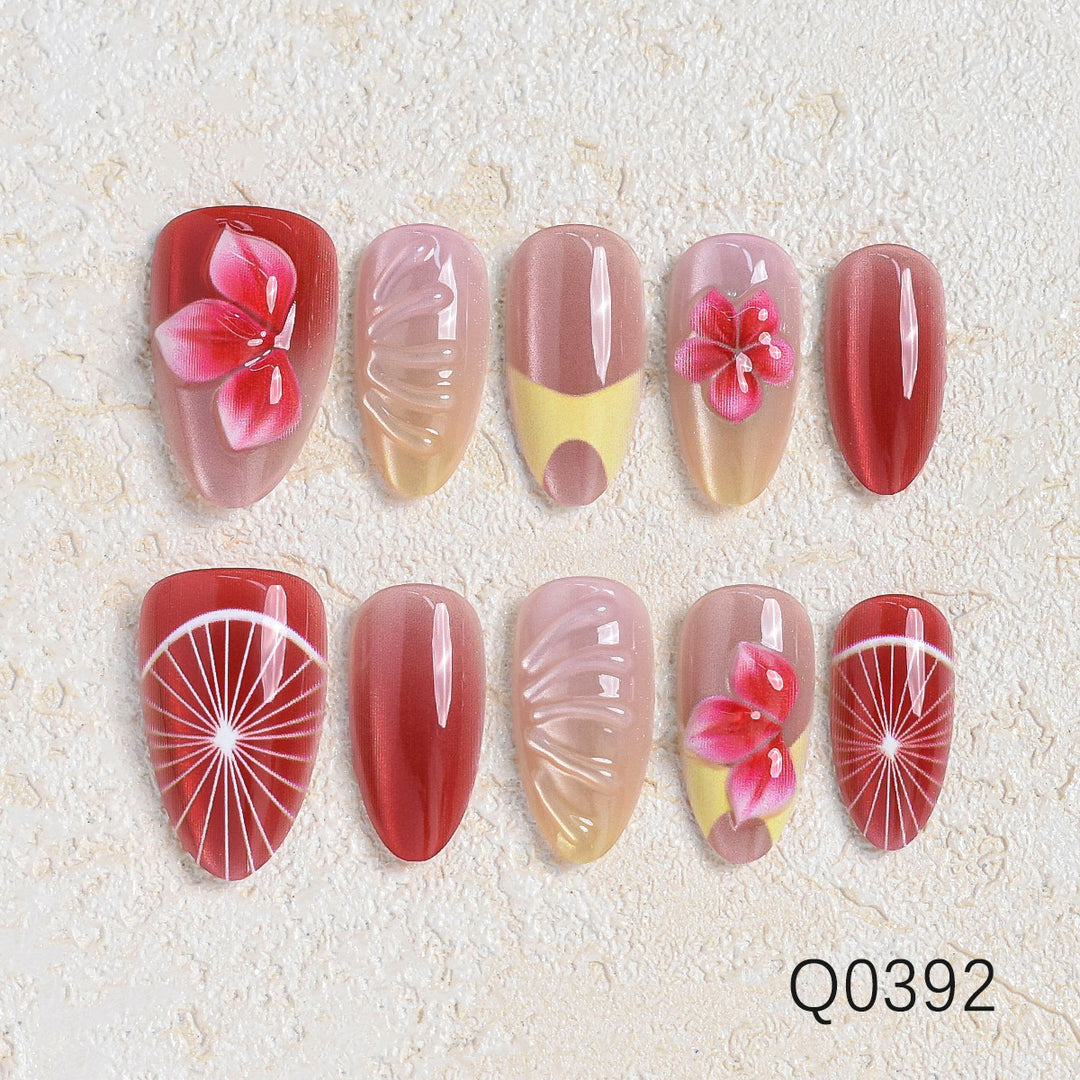 Artistic Floral Design Press-On Nail Set Stornfield
