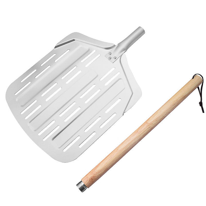 perforated aluminum pizza peel with detachable hardwood handle Stornfield