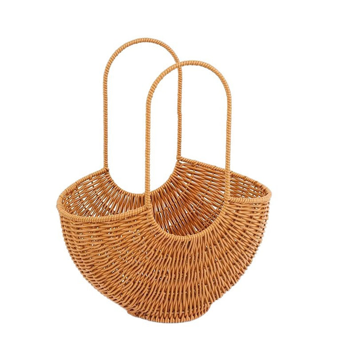 Women Elegant braided rattan basket with double handle Stornfield