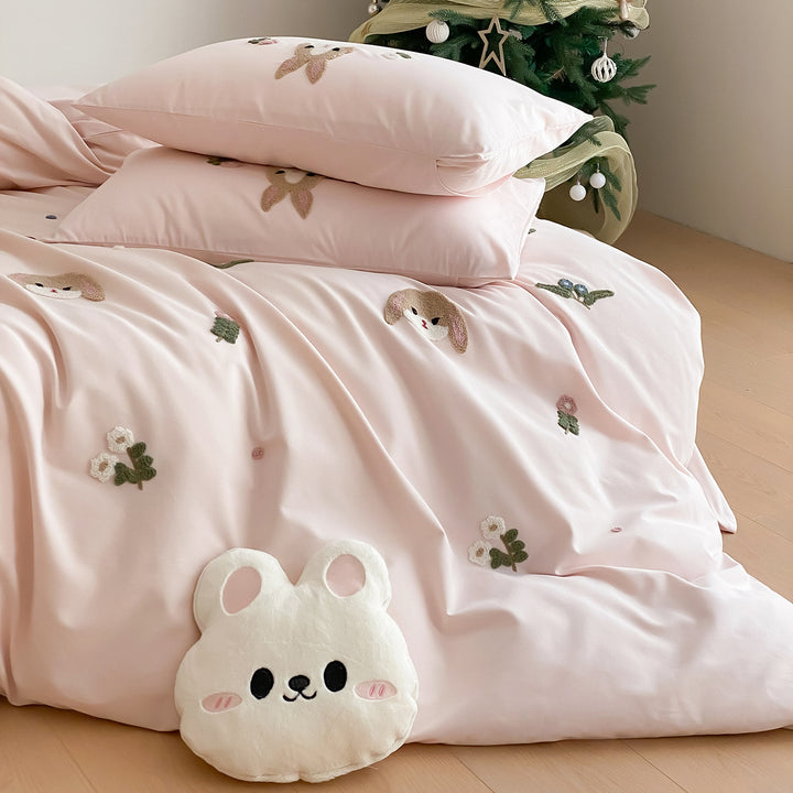 Children's Embroidered Horse Cotton Sateen Duvet Cover Set