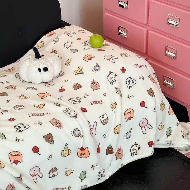 Cartoon-Themed Plush Throw Blanket