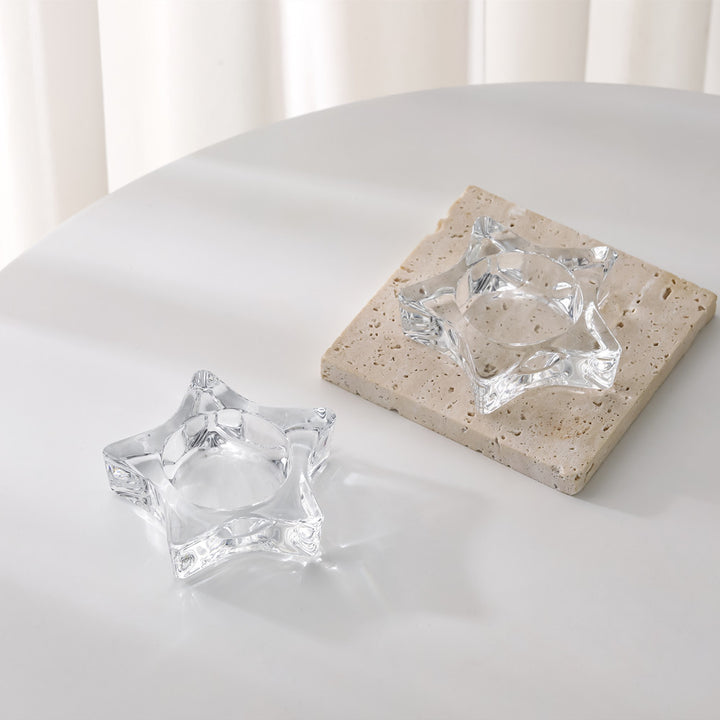 Star-Shaped Thick Crystal Glass Tealight Candle Holder Stornfield
