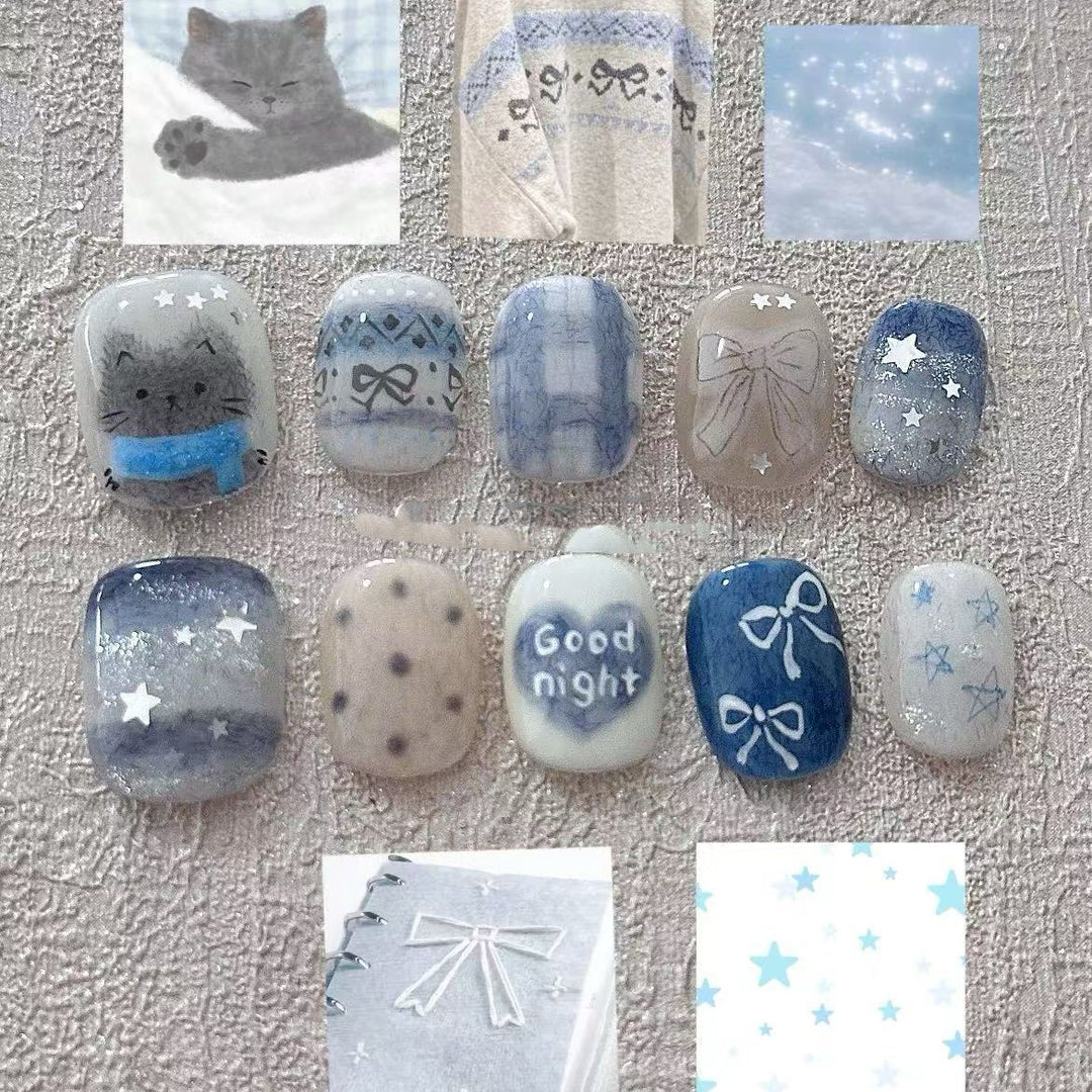 Artistic Coffee-Inspired Press-On Nail Art Set Stornfield