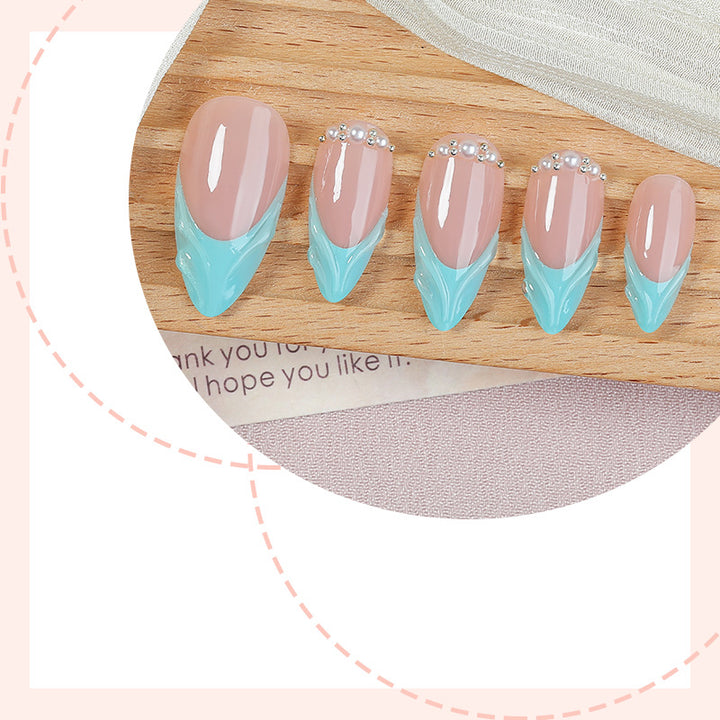 Acrylic nail set with elegant color design and glitter accents Stornfield