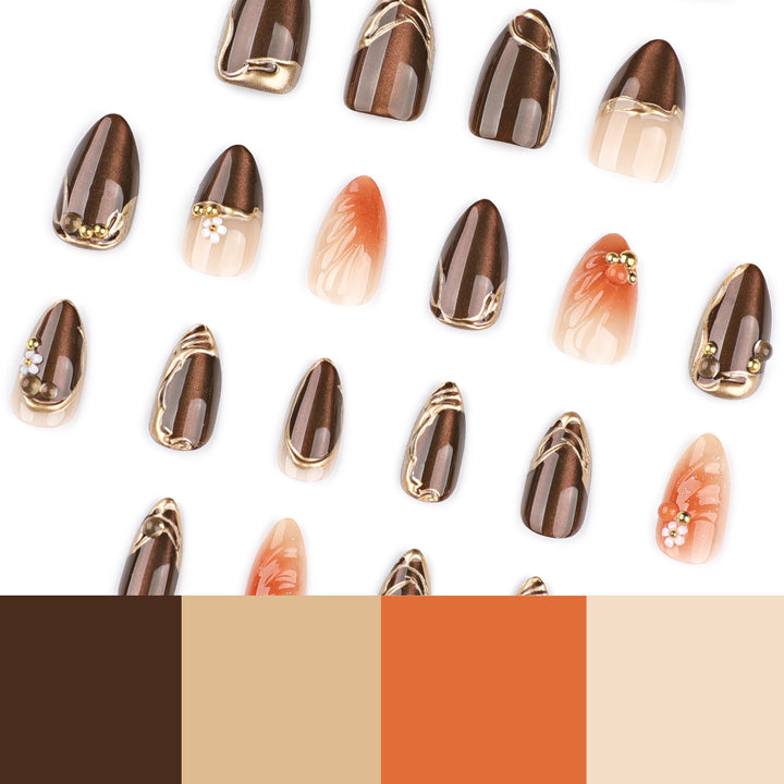 Artful nail extensions with elegant 3D flower embellishments Stornfield