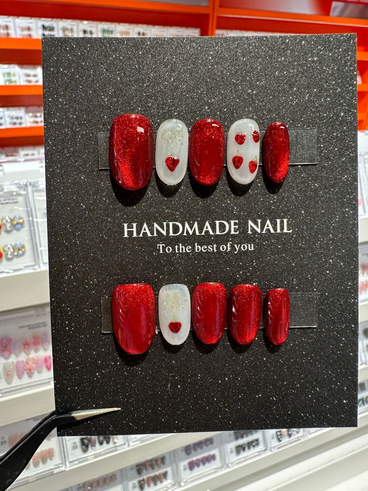 Handmade Heart Design Press-On Nail Set