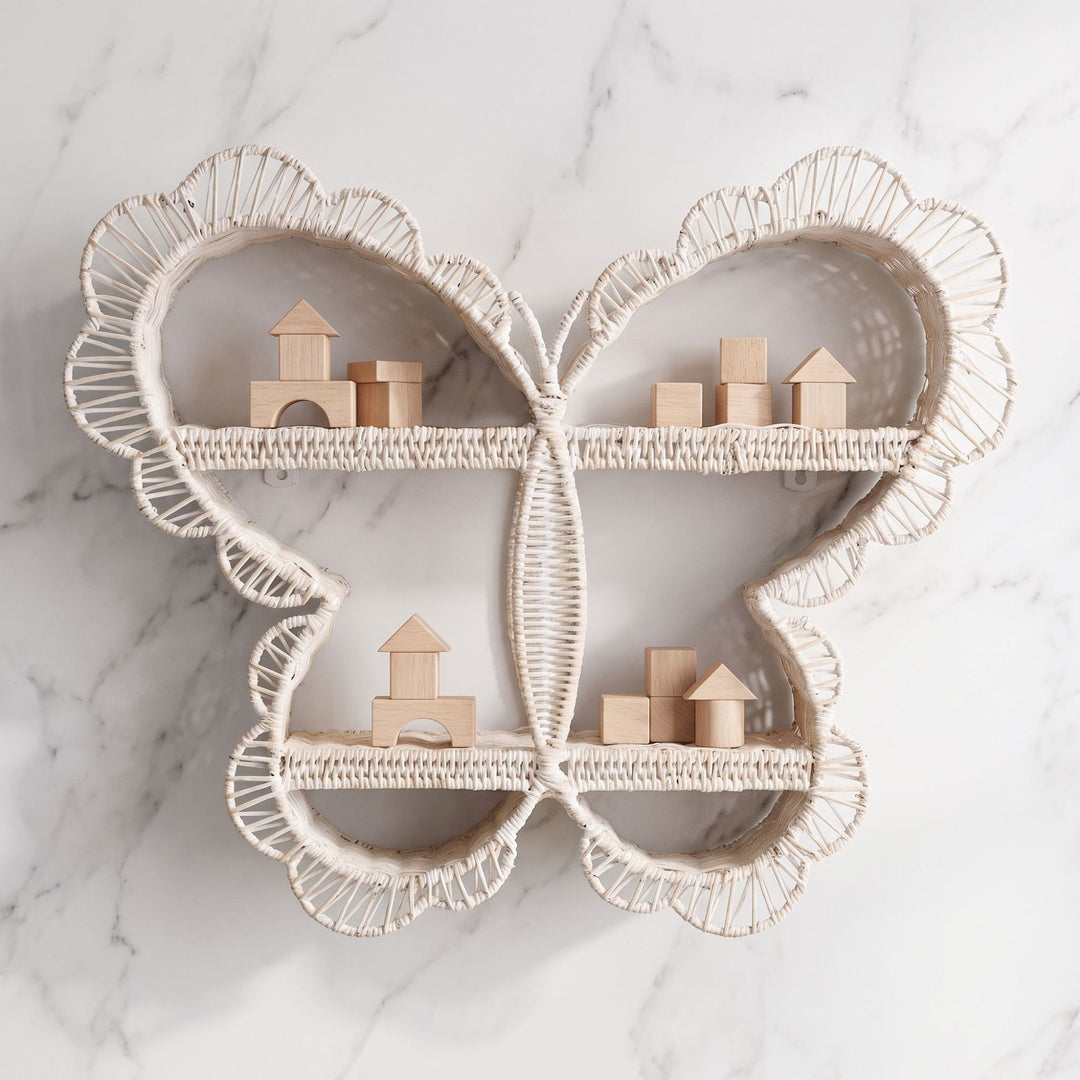 Playful wall shelf in butterfly design Stornfield