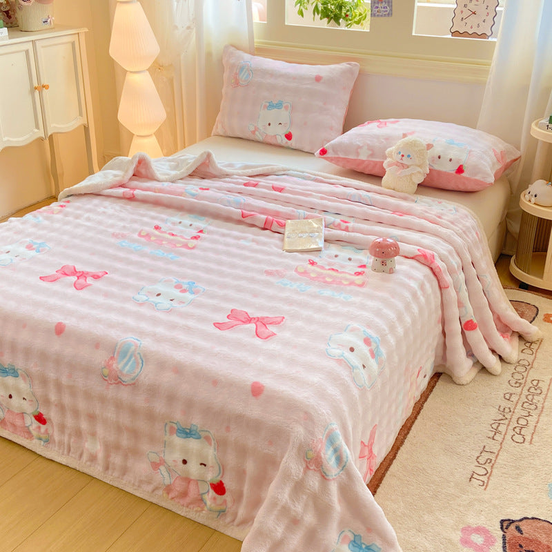 Soft Plush Heart Print Blanket