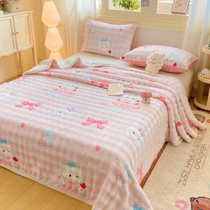 Soft Plush Heart Print Blanket