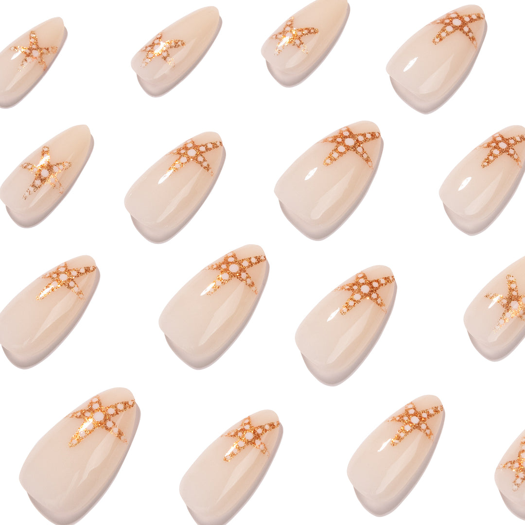 Artistic acrylic nails with maritime star designs Stornfield