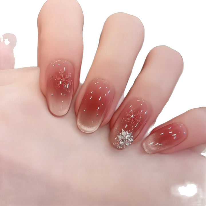 Ombre Gel Nail Extensions with Decorative Accents