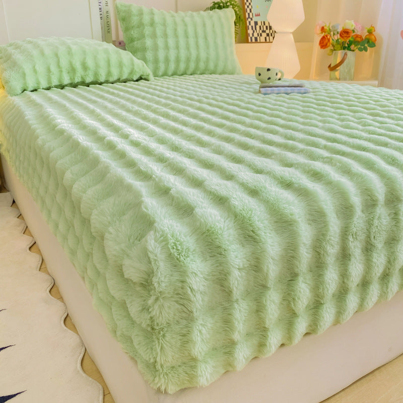 Plush Textured Furry Bedspread