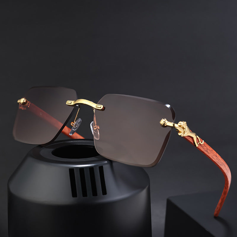 Women’s Fashion Square Sunglasses with Elegant Wooden Arms Stornfield