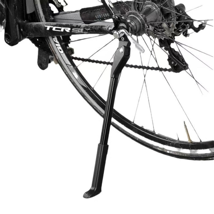 adjustable rear bicycle kickstand with hinged mounting plate and rubber foot Stornfield