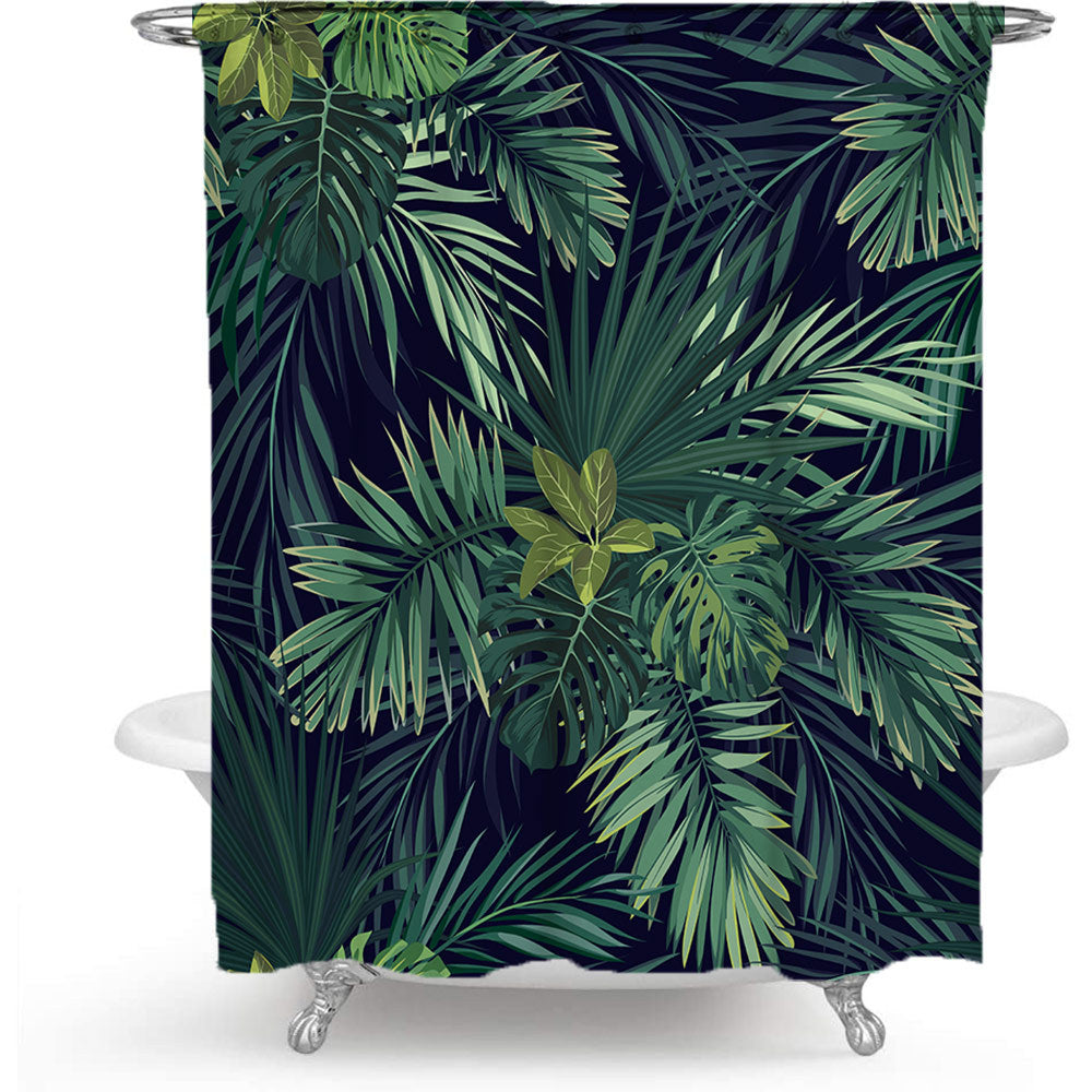 Tropical Leaf Print Shower Curtain Stornfield