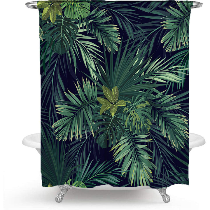 Tropical Leaf Print Shower Curtain Stornfield