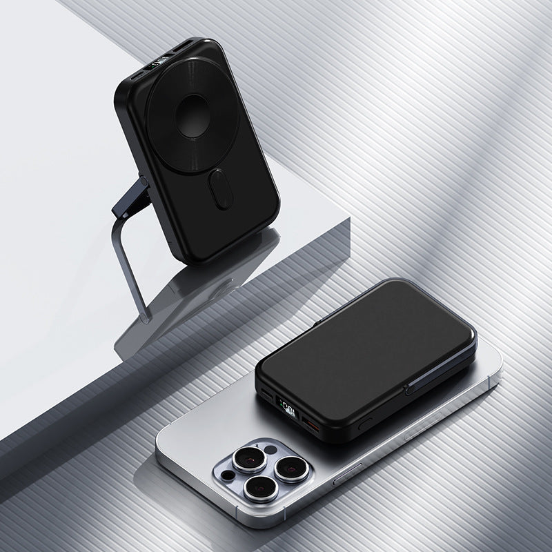 Portable power bank with foldable stand and digital charge level indicator Stornfield