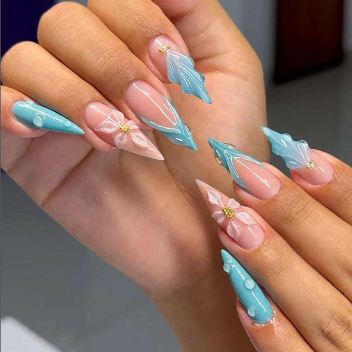 Creative nail art set with blooming accents and elegant designs Stornfield