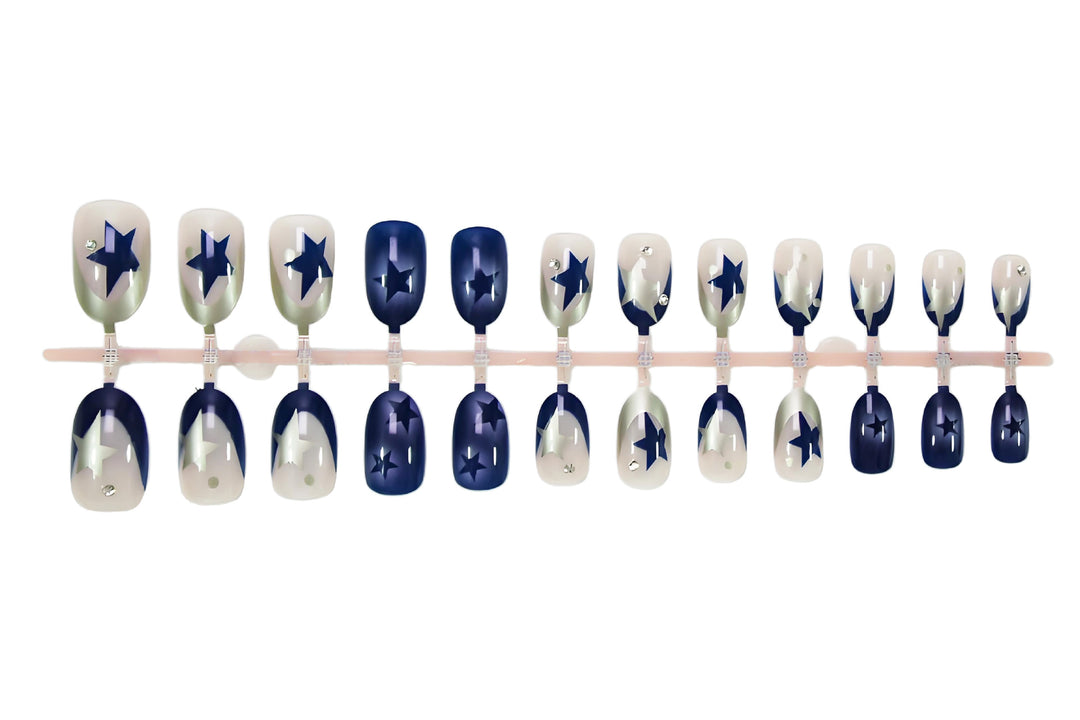 Artificial nails with elegant star pattern and smooth structure Stornfield