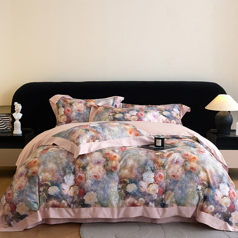 Luxury Floral Cotton Sateen Duvet Cover Set