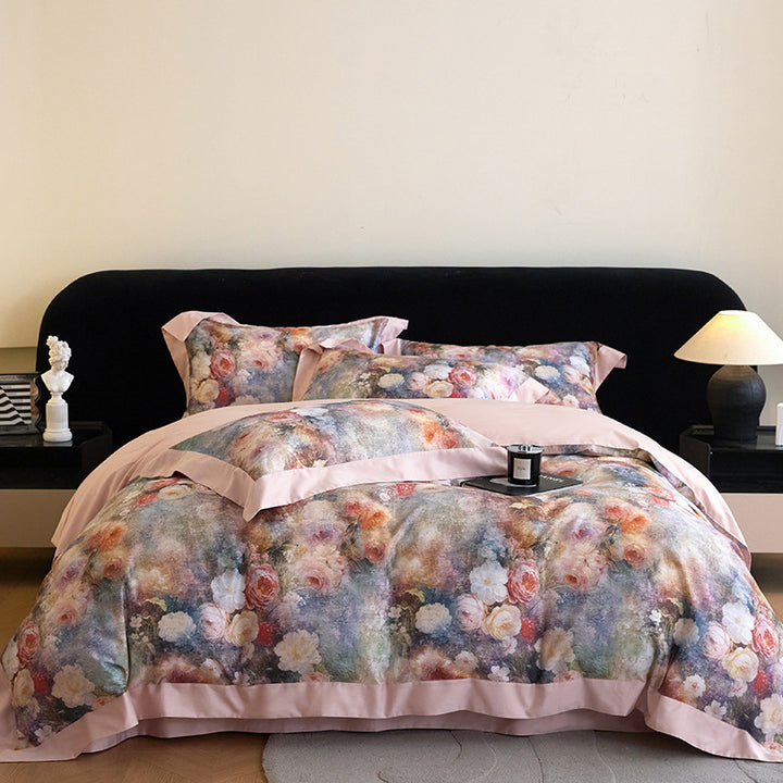 Luxury Floral Cotton Sateen Duvet Cover Set