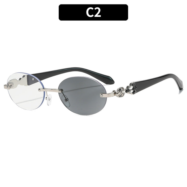 Artistic Dual-Lens Oval Sunglasses