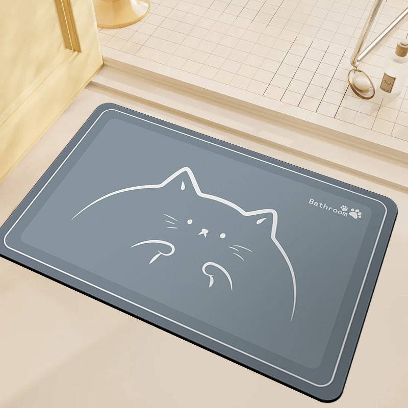 Cute Cat-Themed Bathroom Mat