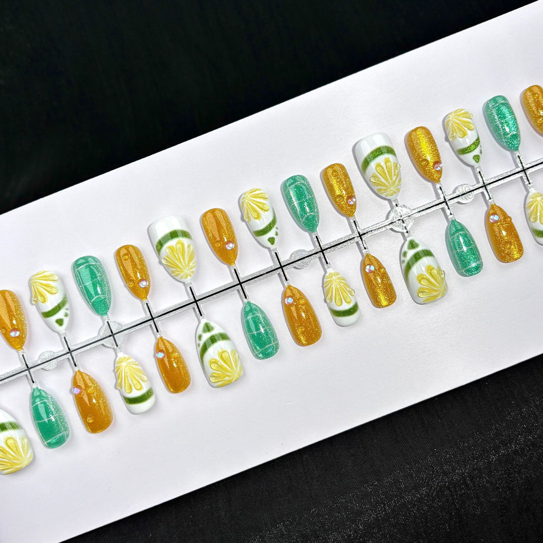 Citrus-Themed Press-On Nail Art Set