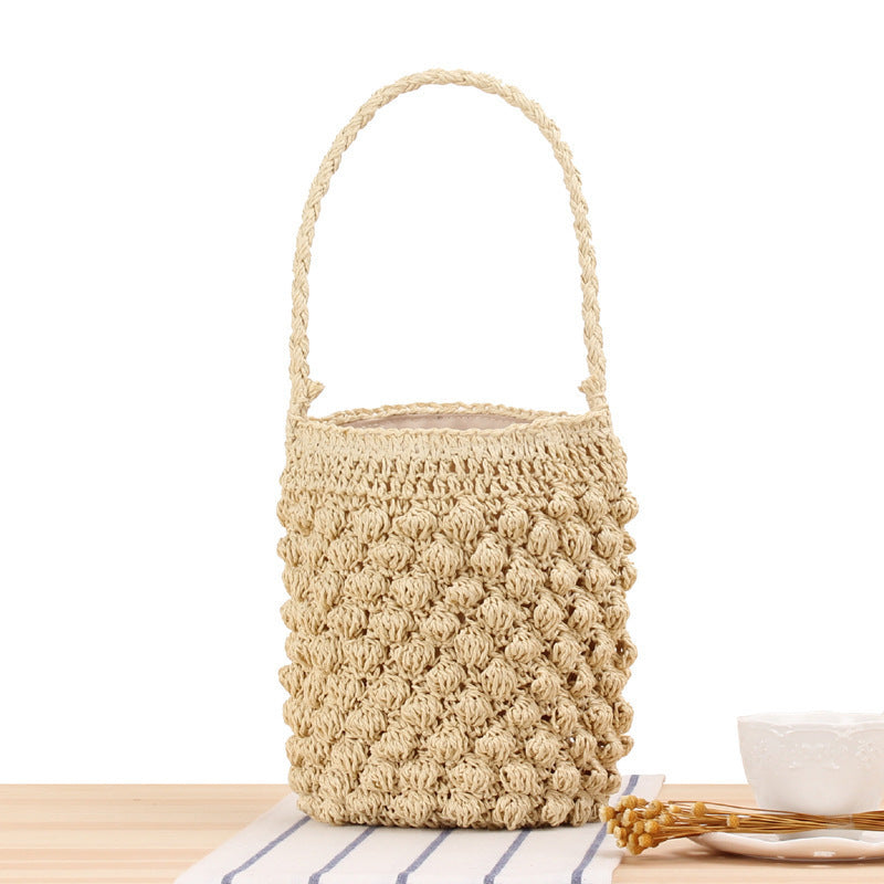 Hand-knotted bucket bag with textured surface Stornfield