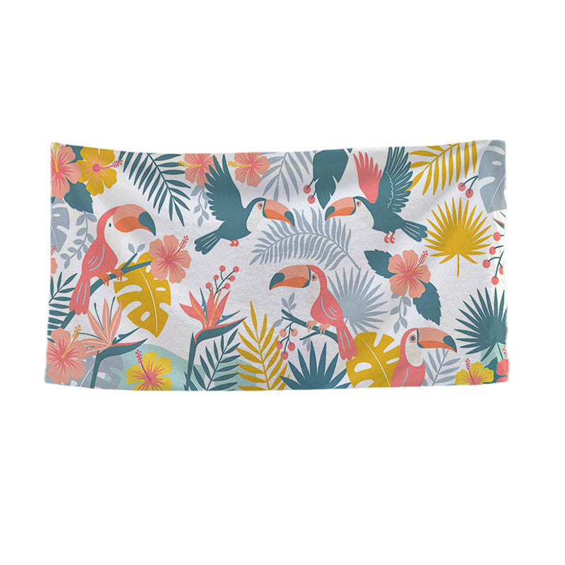 Large Microfiber Quick-Dry Tropical Print Beach Towel