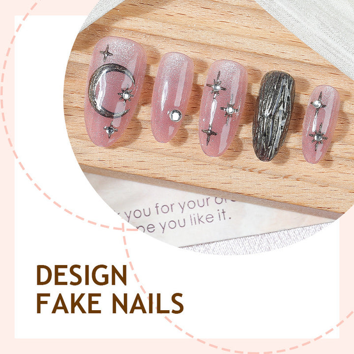Creative nail art set with stylish star and moon designs Stornfield