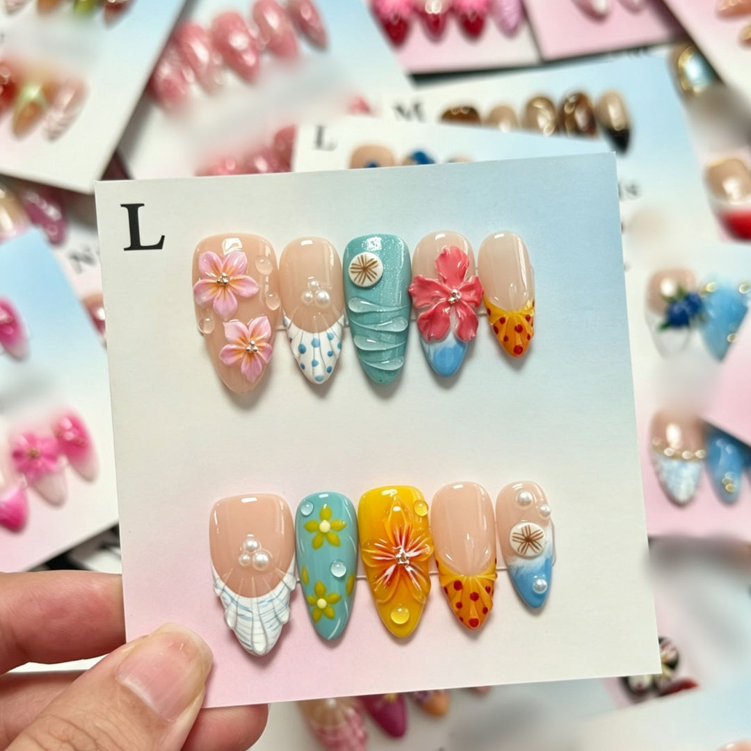 Handmade Floral Design Press-On Nails Set