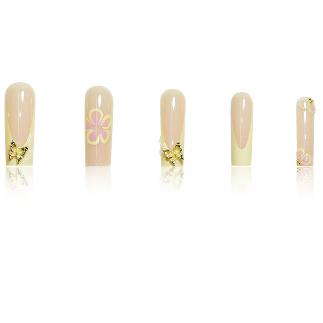Artistic Floral Acrylic Press-On Nail Extensions Stornfield