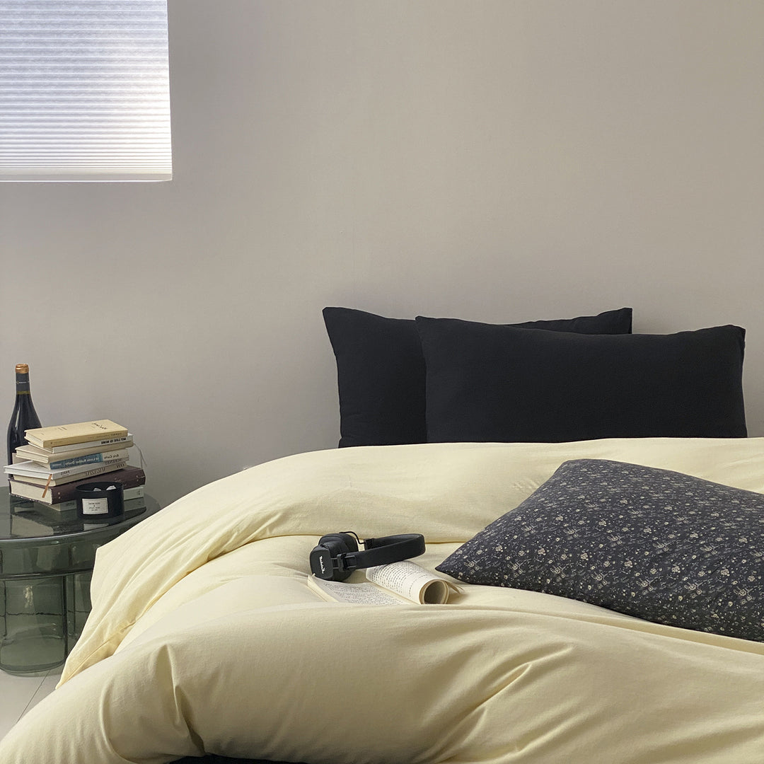Stonewashed Cotton Duvet Cover & Oversized Comforter