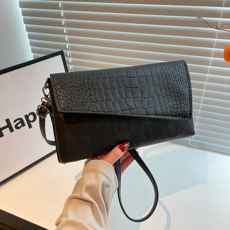 Croc-Embossed Clutch Handbag