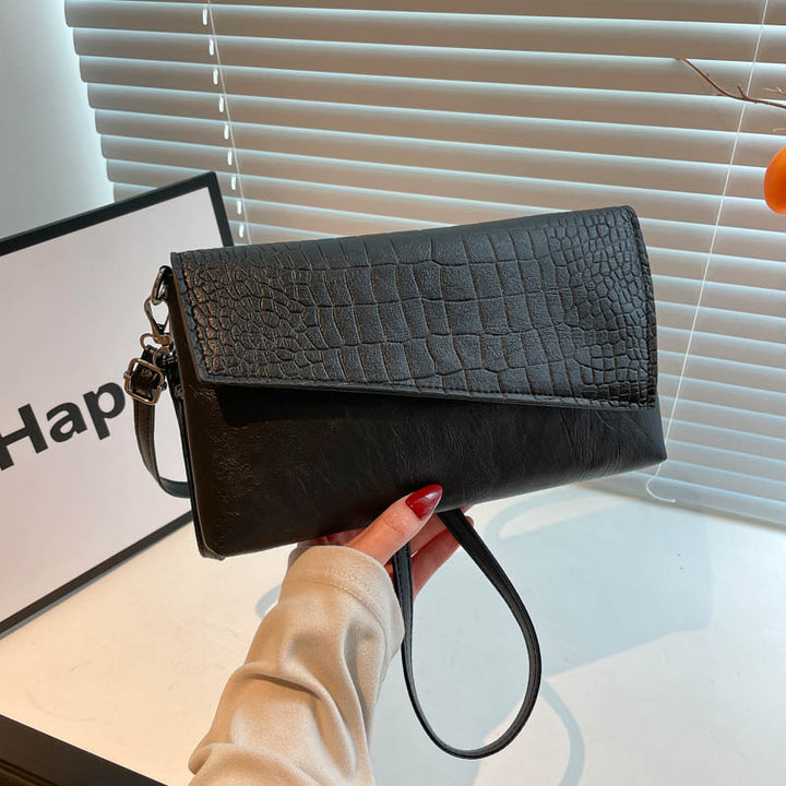 Croc-Embossed Clutch Handbag